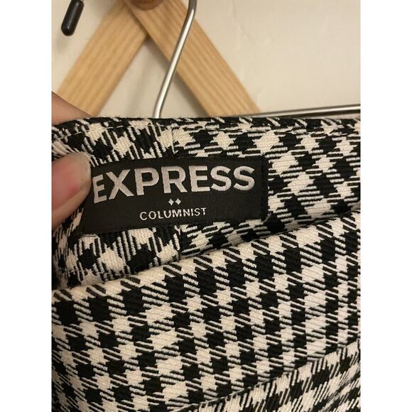 Express Pants Women's 0 Mid Rise Columnist Stretch Gingham Straight Leg Trousers - Picture 3 of 7